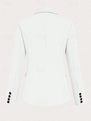 Elegant Long Sleeve Solid Colour Shirt Collar Pocket Shrug - Image 2