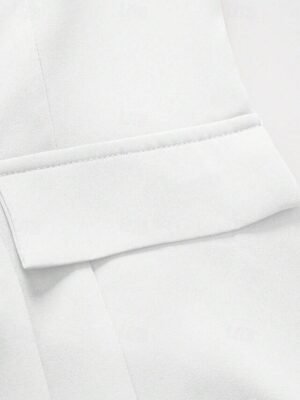 Elegant Long Sleeve Solid Colour Shirt Collar Pocket Shrug - Image 4