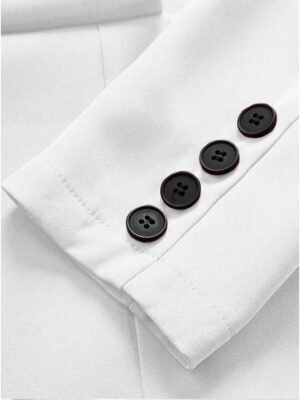 Elegant Long Sleeve Solid Colour Shirt Collar Pocket Shrug - Image 5