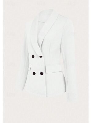 Elegant Long Sleeve Solid Colour Shirt Collar Pocket Shrug - Image 6