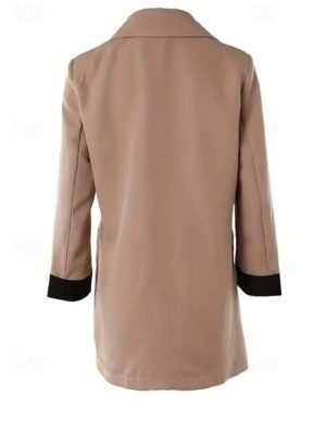 Elegant Long Sleeve V Neck Light Brown Shrug - Image 2