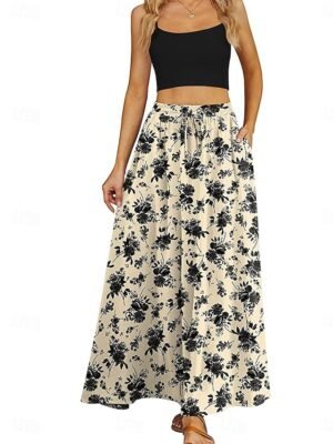 Elegant Loose Floral High Waist Maxi Skirt - Image 1