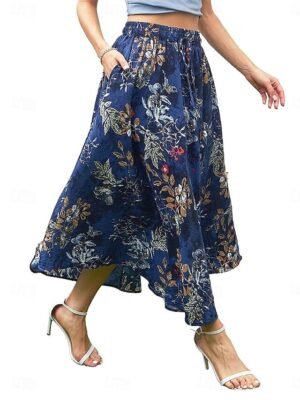 Elegant Loose Floral High Waist Maxi Skirt - Image 5