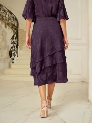 Elegant Loose Floral Layered Mid Waist Midi Skirt - Image 6