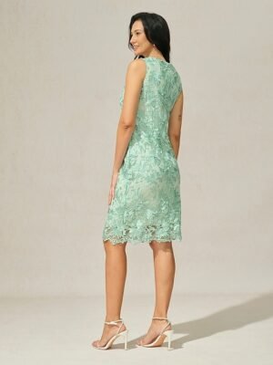 Elegant Loose Plain Crew Neck 3/4 Sleeve Midi Dress Set - Image 11