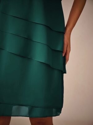 Elegant Loose Plain Short Sleeve Chiffon Midi Dress - Image 6