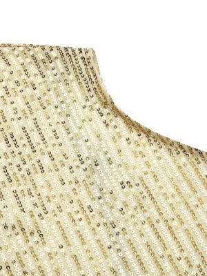 Elegant Loose Sparkle One Shoulder Three-Quarter Sleeve Above-Knee Shift Dress - Image 13