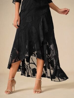 Elegant Maxi Floral U Neck Sleeveless Ruffle Dress - Image 15