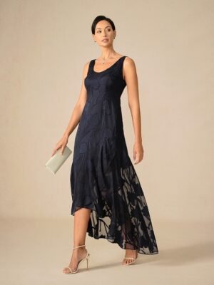 Elegant Maxi Floral U Neck Sleeveless Ruffle Dress - Image 2