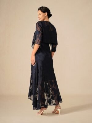 Elegant Maxi Floral U Neck Sleeveless Ruffle Dress - Image 3