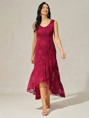 Elegant Maxi Floral U Neck Sleeveless Ruffle Dress - Image 8