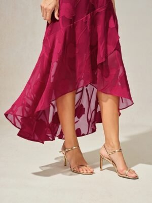 Elegant Maxi Floral U Neck Sleeveless Ruffle Dress - Image 9