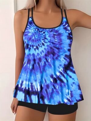 Elegant Plus Size Black White Sleeveless Tankini - Image 10