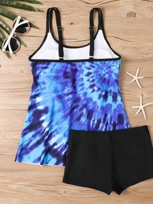 Elegant Plus Size Black White Sleeveless Tankini - Image 11