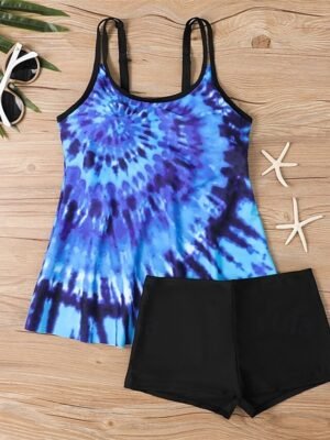 Elegant Plus Size Black White Sleeveless Tankini - Image 12