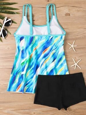 Elegant Plus Size Black White Sleeveless Tankini - Image 15