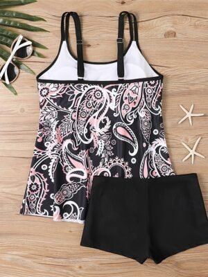 Elegant Plus Size Black White Sleeveless Tankini - Image 6