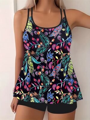 Elegant Plus Size Black White Sleeveless Tankini - Image 7