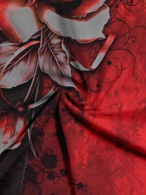 Elegant Plus Size Floral V Neck Cold Shoulder Long Sleeve Regular Top - Image 6