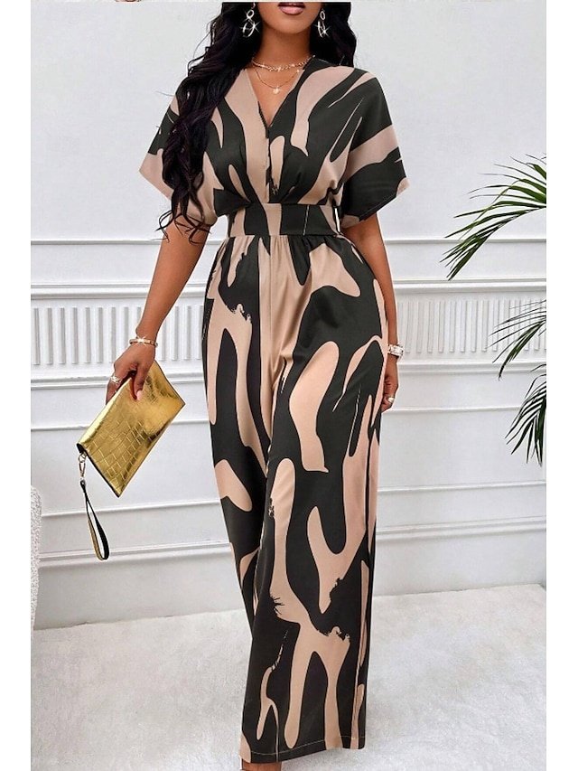 Elegant Regular Fit Colour Block V Neck Butterfly Sleeve Jumpsuit - Image 2