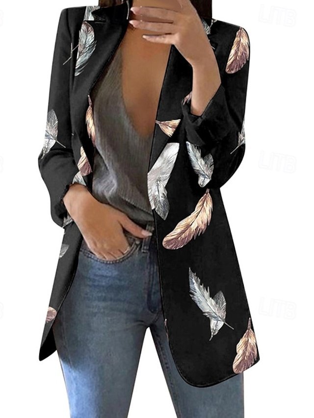 Elegant Regular Fit Floral Lapel Long Sleeve Blazer - Image 1