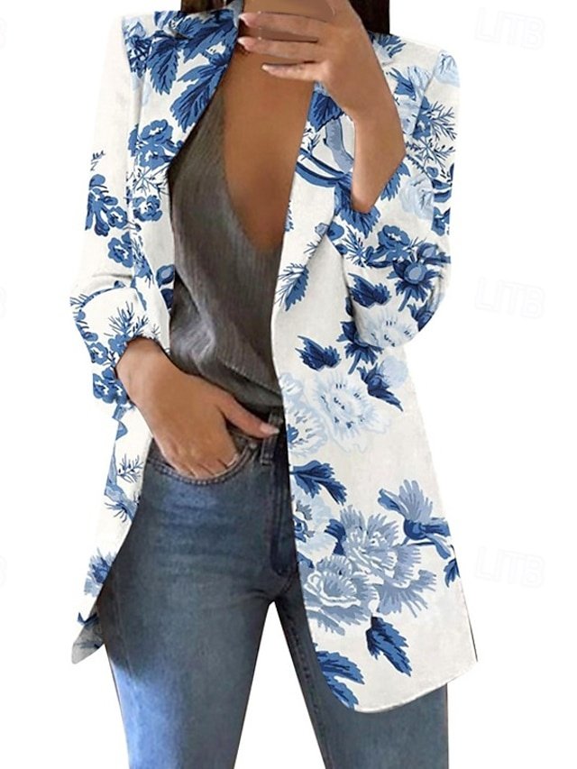 Elegant Regular Fit Floral Lapel Long Sleeve Blazer - Image 1