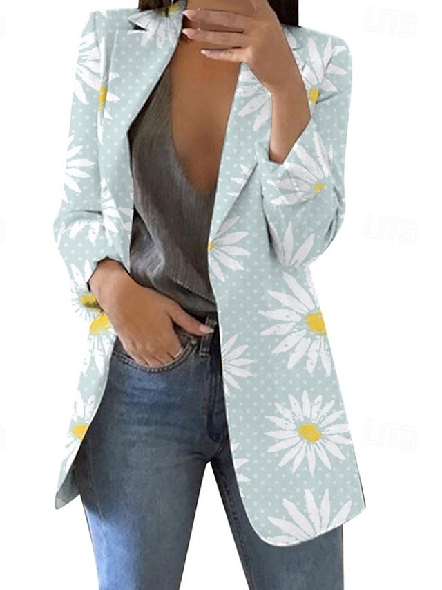 Elegant Regular Fit Floral Lapel Long Sleeve Blazer - Image 2