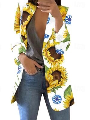 Elegant Regular Fit Floral Lapel Long Sleeve Blazer - Image 3