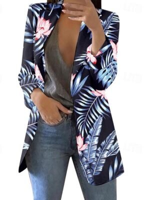 Elegant Regular Fit Floral Lapel Long Sleeve Blazer - Image 4