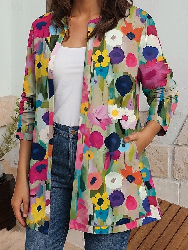 Elegant Regular Fit Floral Print Long Sleeve Jacket - Image 1