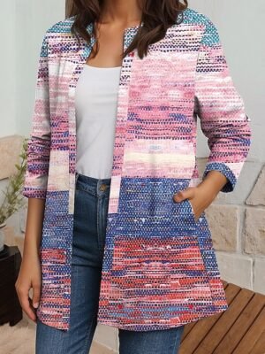Elegant Regular Fit Floral Print Long Sleeve Jacket - Image 14