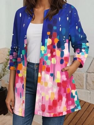 Elegant Regular Fit Floral Print Long Sleeve Jacket - Image 15
