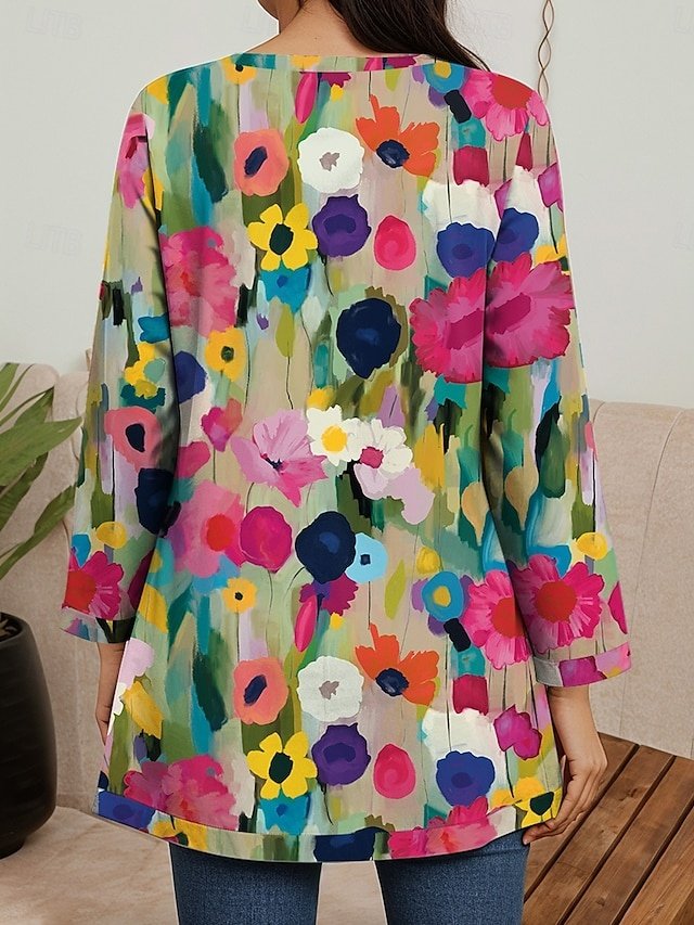 Elegant Regular Fit Floral Print Long Sleeve Jacket - Image 2