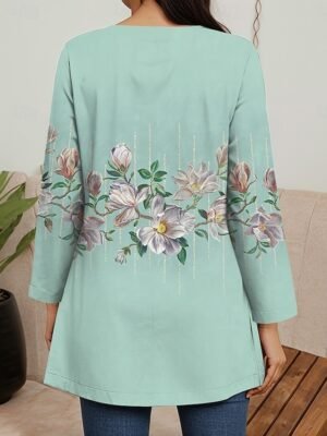 Elegant Regular Fit Floral Print Long Sleeve Jacket - Image 7