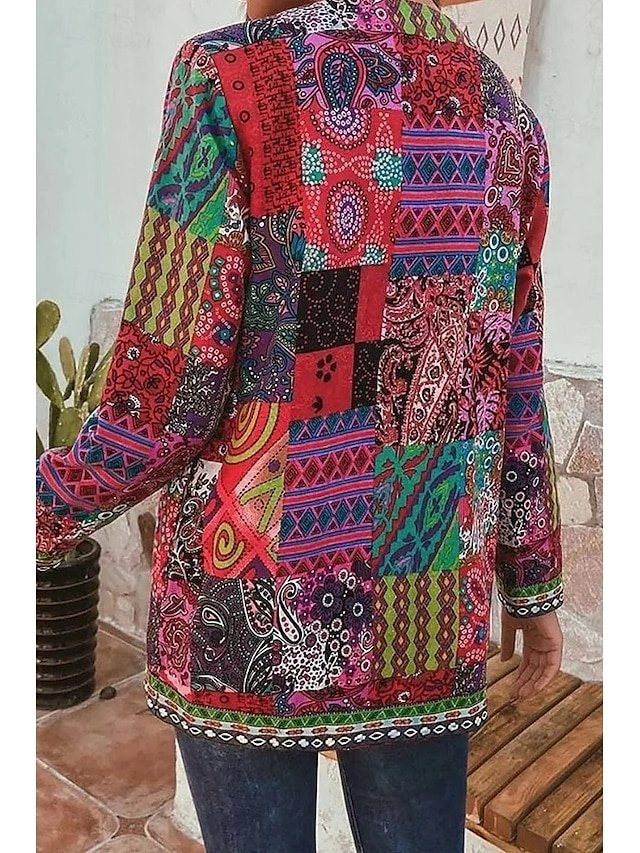 Elegant Regular Fit Floral Square Neck Long Sleeve Jacket - Image 2