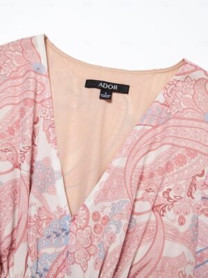 Elegant Regular Fit Floral V Neck Long Sleeve Maxi Chiffon Dress - Image 23