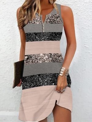 Elegant Regular Fit Marble Sweetheart Short Sleeve Midi Dress - Image 15