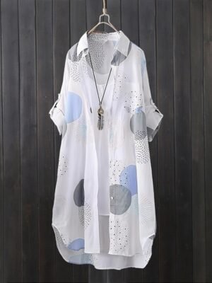 Elegant Regular Fit Plaid Turndown Long Sleeve Long Shacket - Image 2