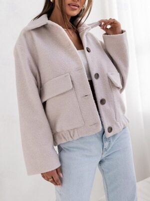 Elegant Regular Fit Plain Lapel Long Sleeve Coat - Image 6