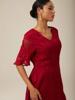 Elegant Regular Fit Plain V Neck Flutter Sleeve Maxi Dress - Image 29