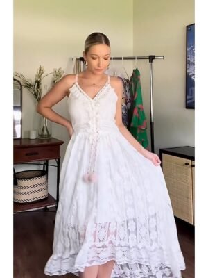 Elegant Regular Fit Print V Neck Sleeveless Maxi Dress - Image 7