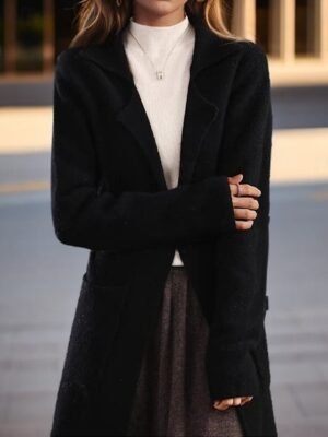 Elegant Regular Fit Pure Colour Shirt Collar Long Sleeve Cardigan - Image 10