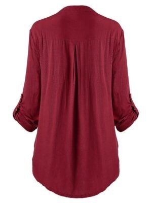 Elegant Regular Floral Lace Shirt Collar Long Sleeve Tunic - Image 16