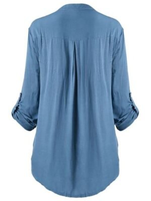 Elegant Regular Floral Lace Shirt Collar Long Sleeve Tunic - Image 3