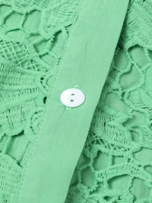 Elegant Regular Floral Lace Shirt Collar Long Sleeve Tunic - Image 5