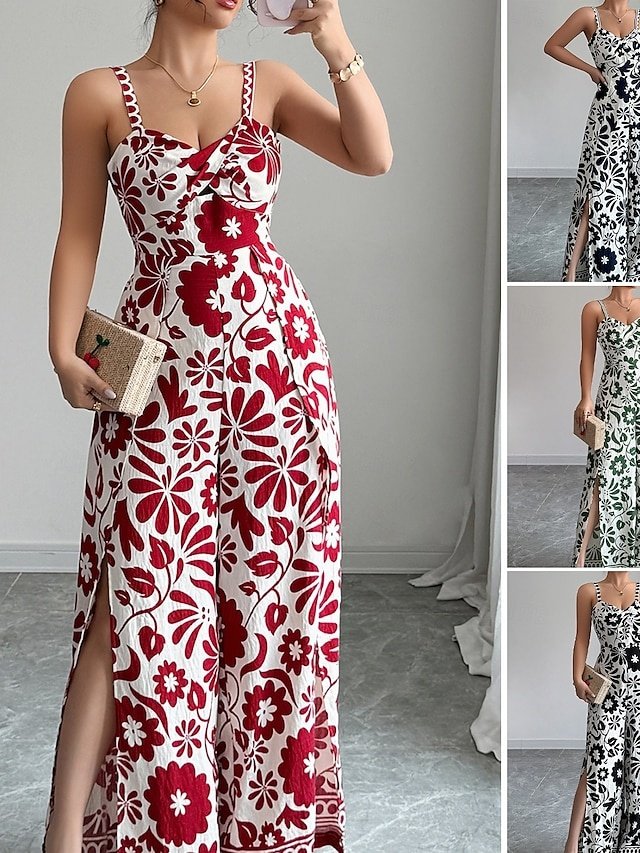 Elegant Regular Floral V Neck Sleeveless Wide Leg Jumpsuit - Image 1