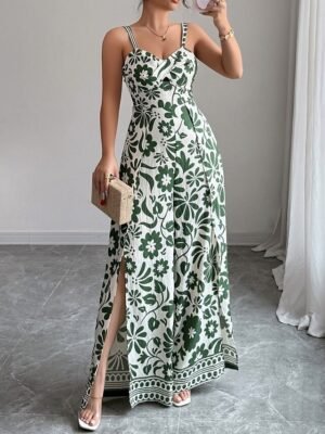 Elegant Regular Floral V Neck Sleeveless Wide Leg Jumpsuit - Image 12