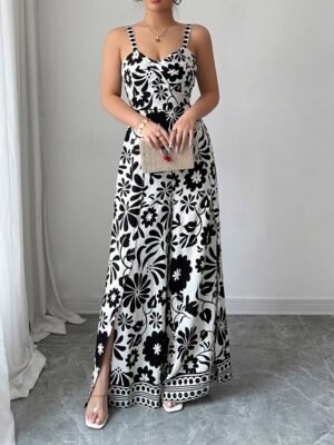 Elegant Regular Floral V Neck Sleeveless Wide Leg Jumpsuit - Image 16