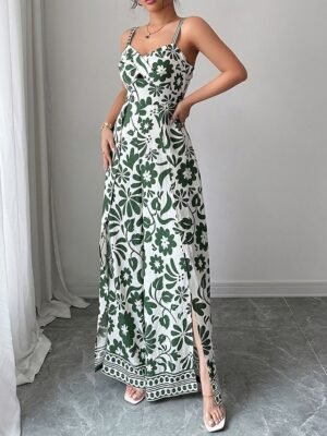 Elegant Regular Floral V Neck Sleeveless Wide Leg Jumpsuit - Image 9