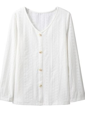 Elegant Regular Lace V Neck Long Sleeve Blouse - Image 5